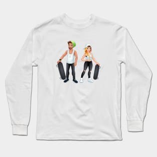 Skaters boy and girl Long Sleeve T-Shirt